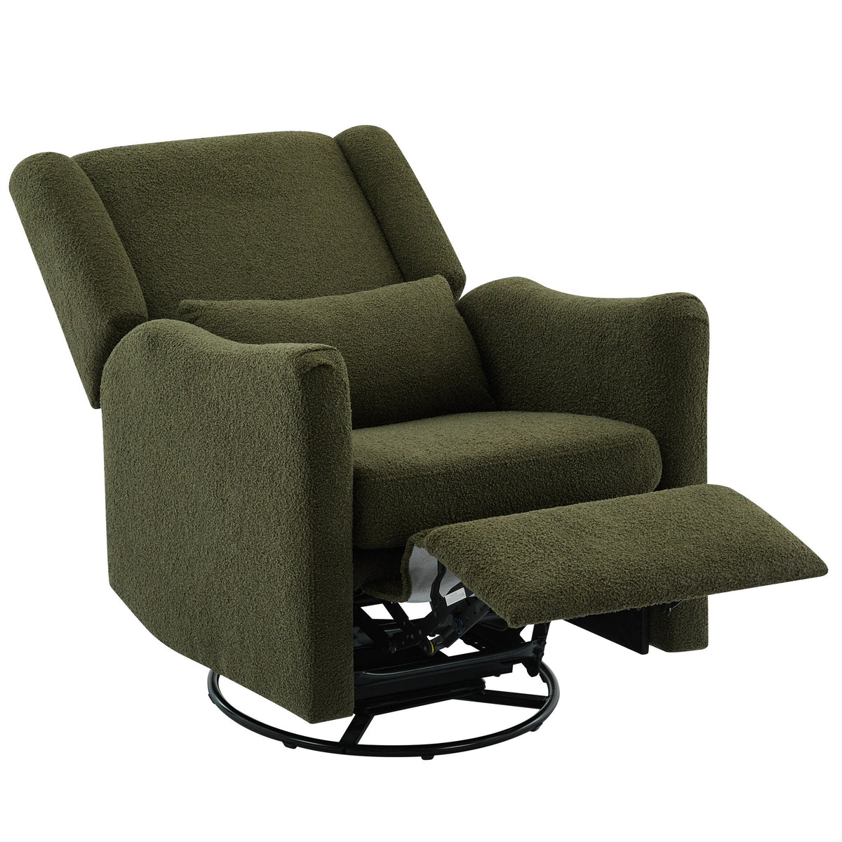 Wide Wingback Swivel Glider Rocker Recliner Chair with 360-Degree Swivel - Dark Green or Beige