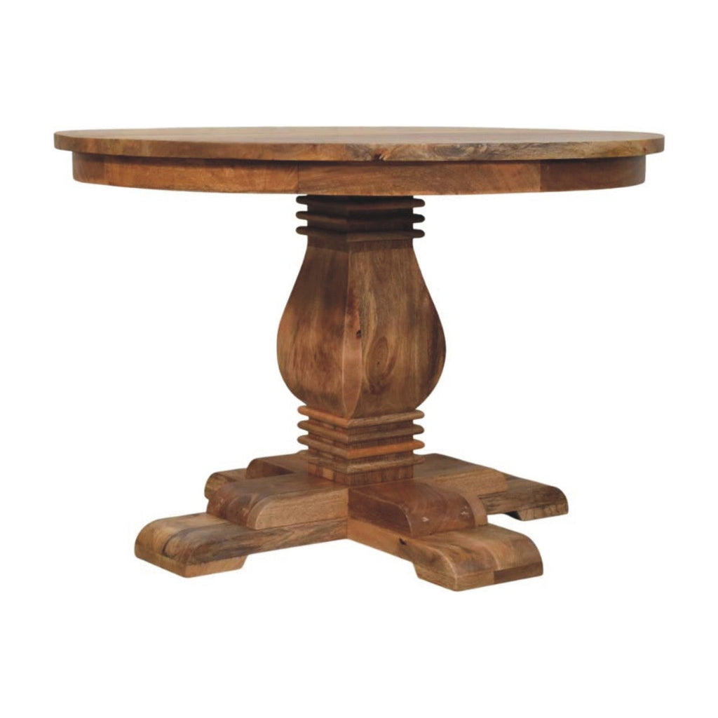 Solid Wood Valentina Round Dining Table with Pedestal Base - Natural