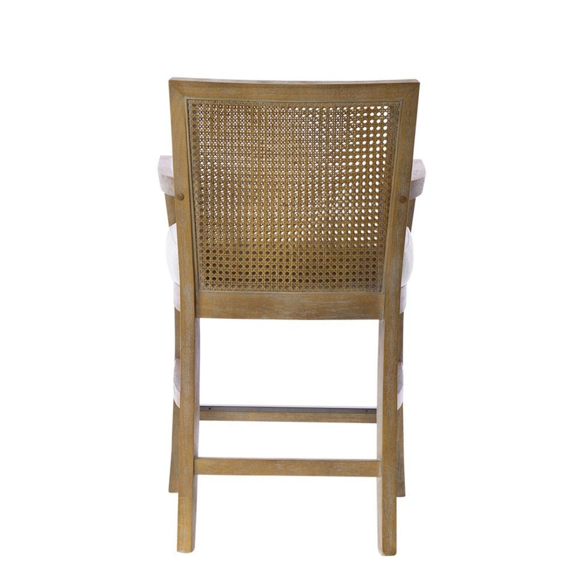 Cane Back Counter Stool with Upholstered Seat - Cream and Reclaimed Natural