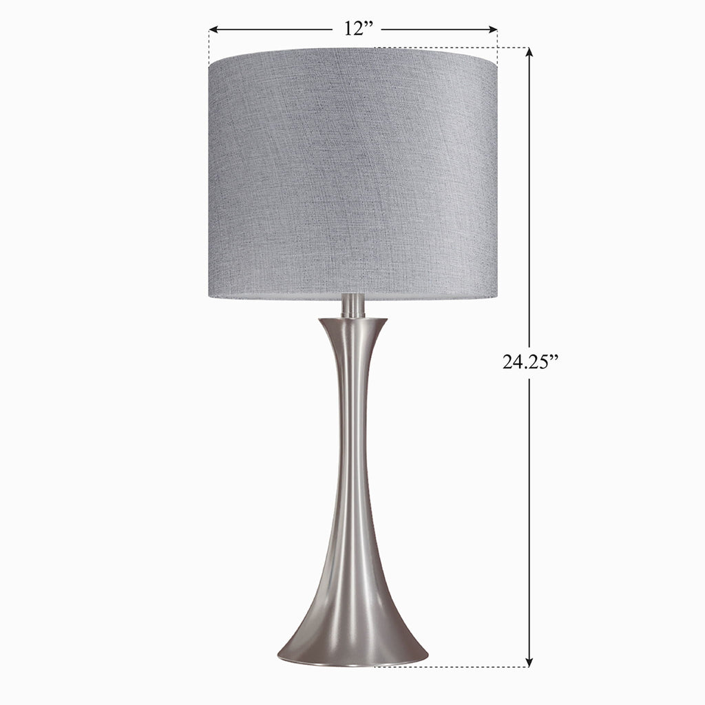 Contemporary Semi Gloss Table Lamp Set of 2 with Hourglass Design - Multiple Colors