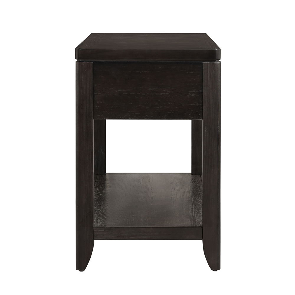 Elegant Dark Brown End Table with Storage Drawer and Shelf