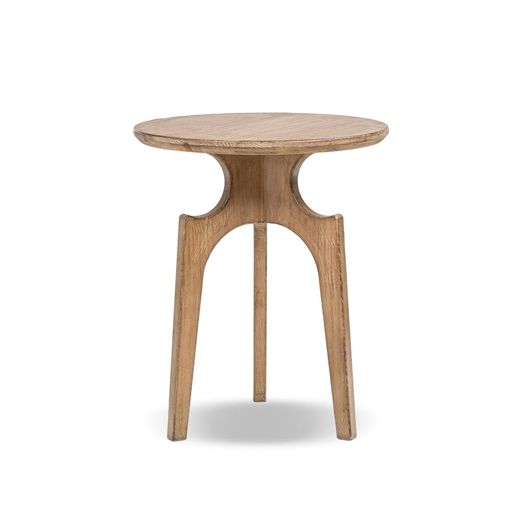 Antique Brown Round Side Table with Reclaimed Pine - Carmel