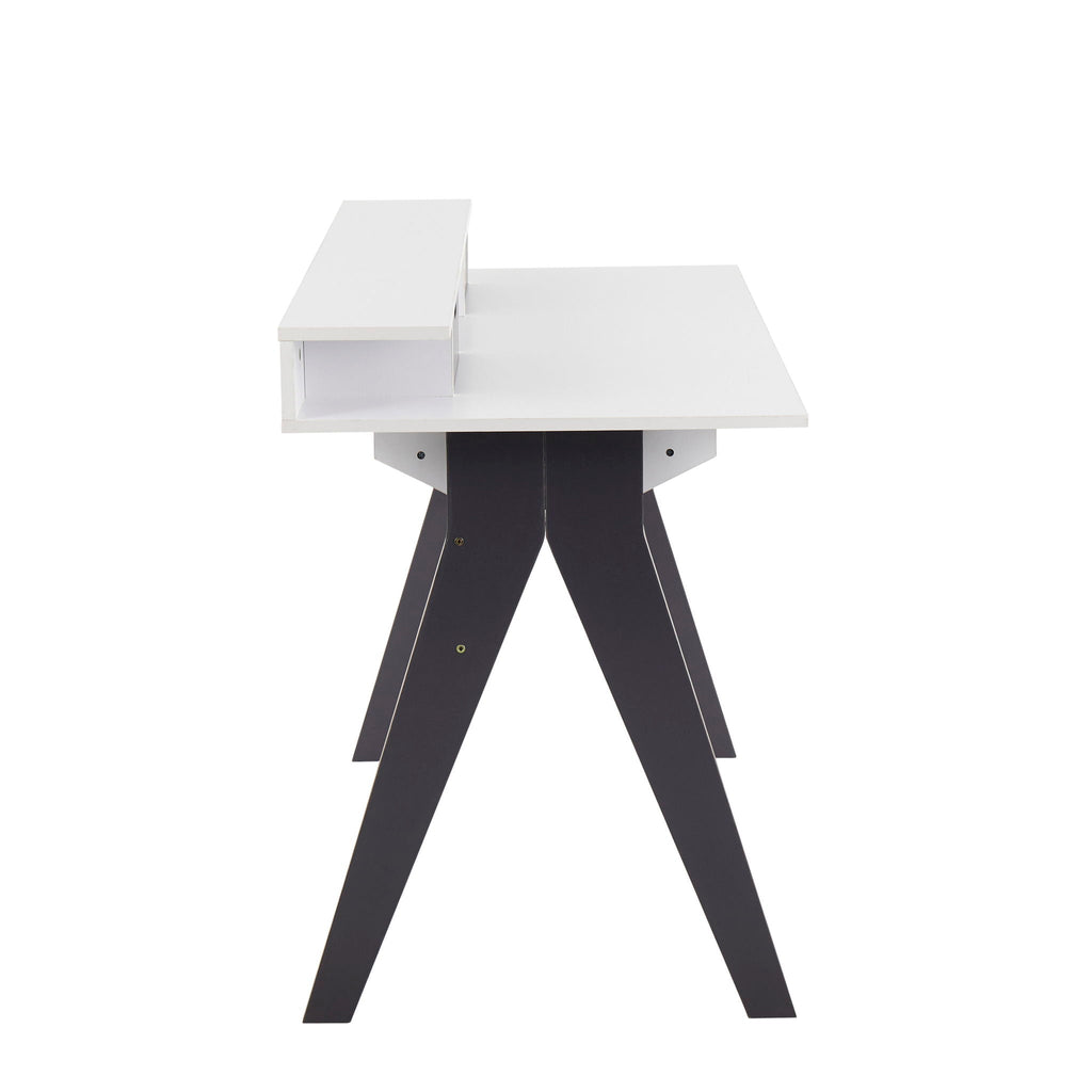 Contemporary Lift Top Desk with Storage - Gray / White