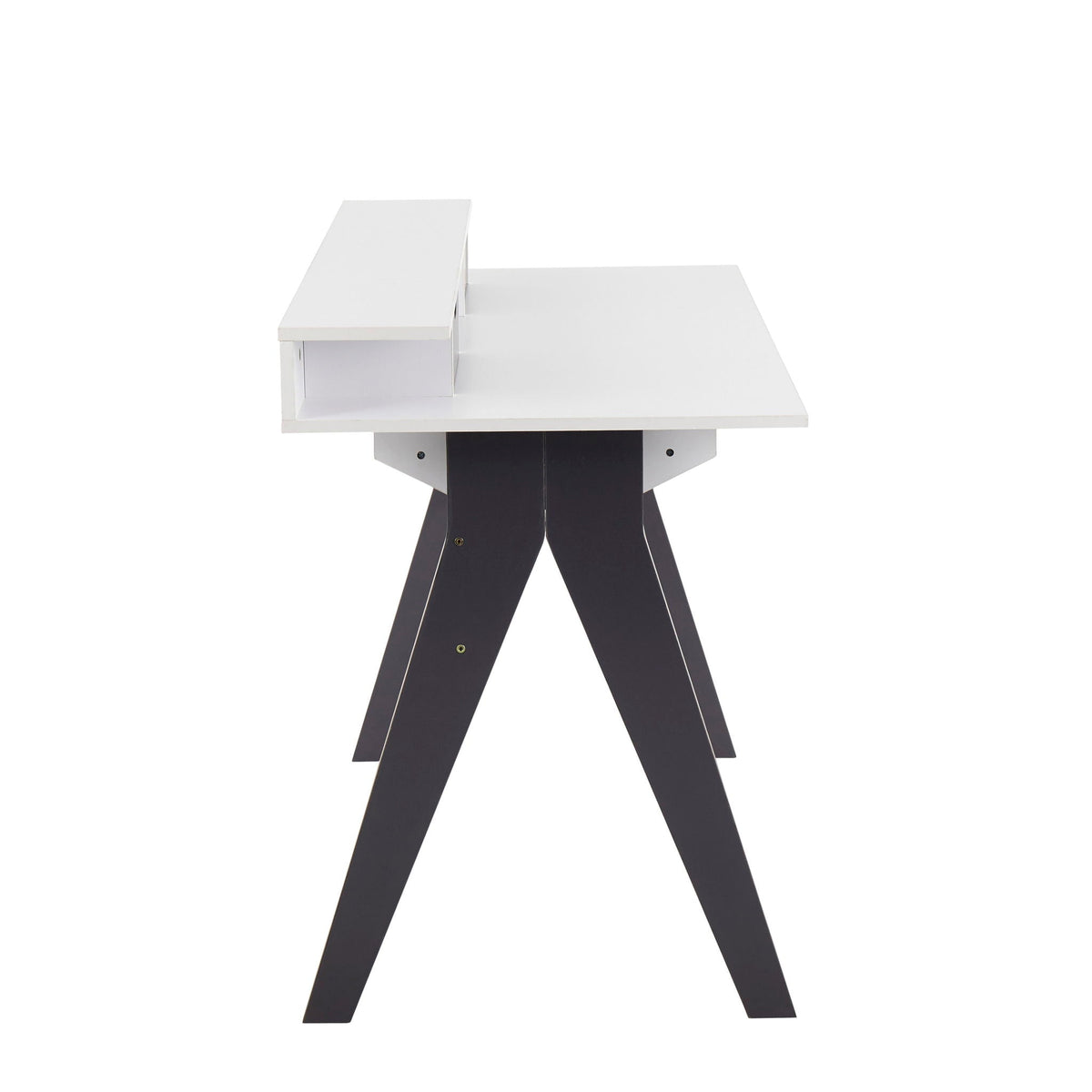 Contemporary Lift Top Desk with Storage - Gray / White