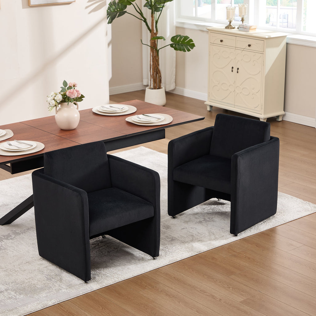 Modern Barrel Dining Chair with Velvet Upholstery - Gray