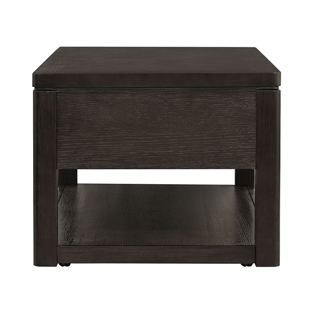 Elegant Dark Brown End Table with Storage Drawer and Shelf