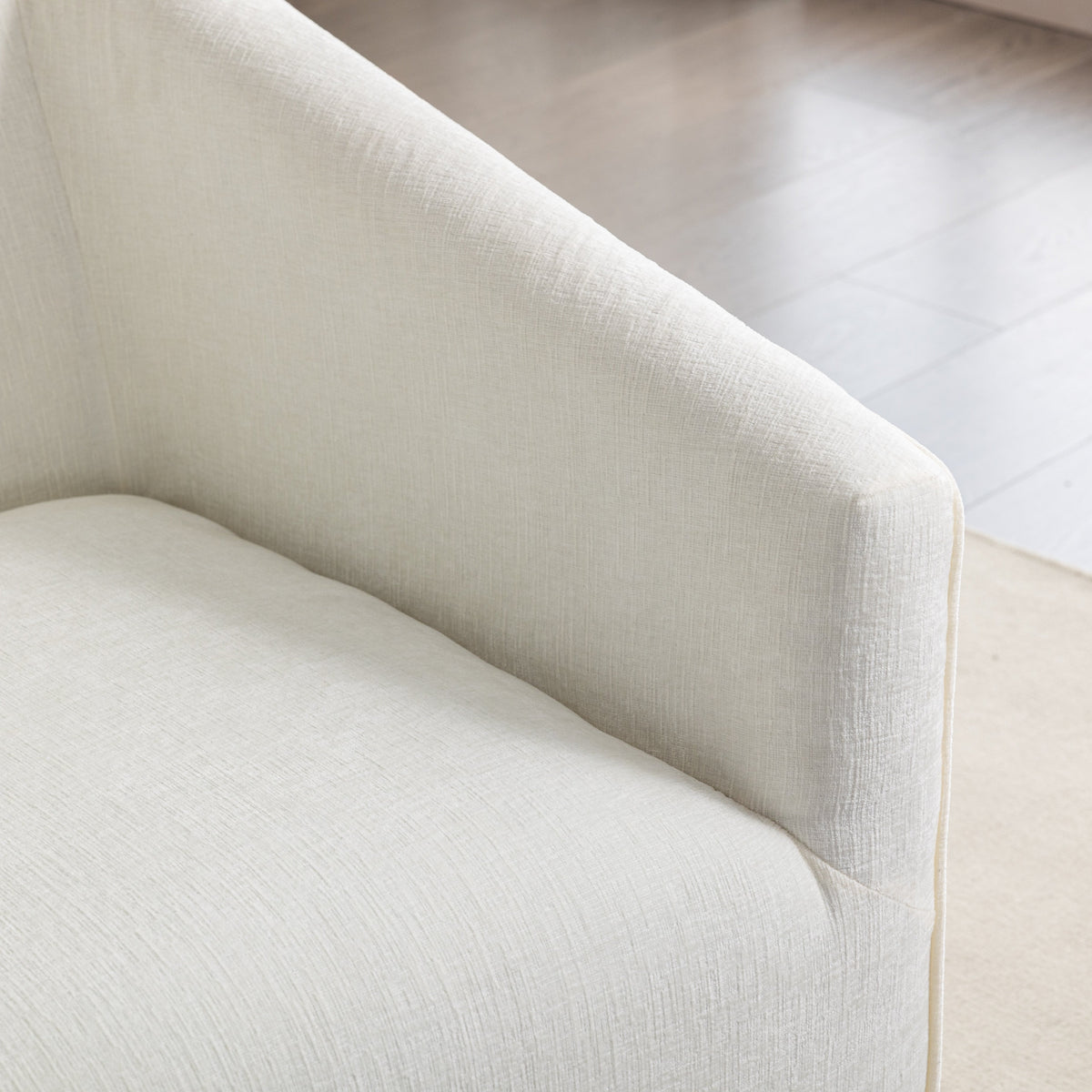 Modern Upholstered Barrel Armchair with 360° Swivel - Chenille