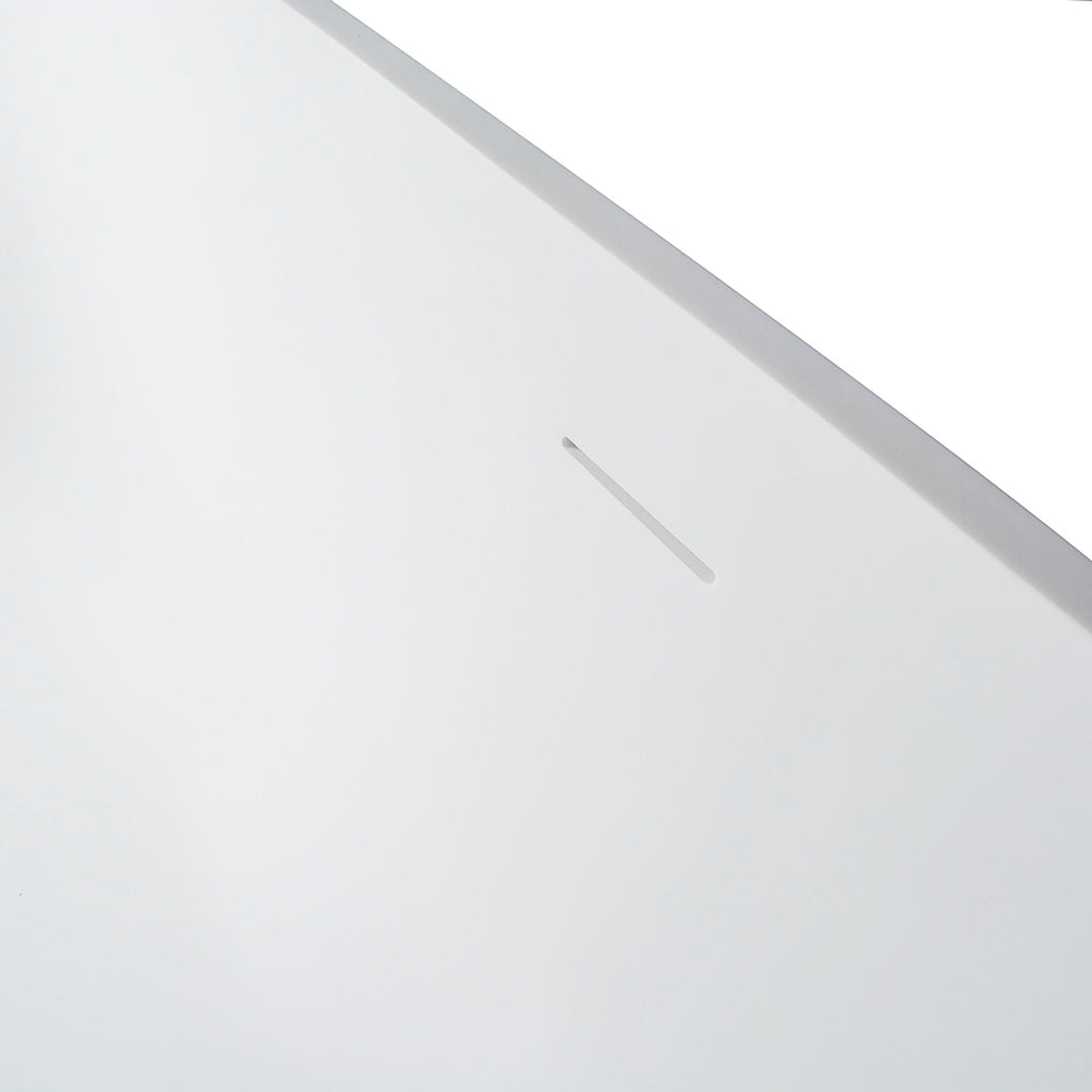Solid Surface Freestanding Soaking Bathtub with Ergonomic Design - Matte White