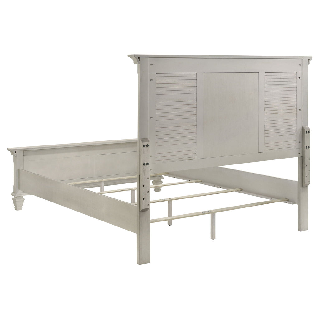 Franco Wood Queen Panel Bed Distressed White