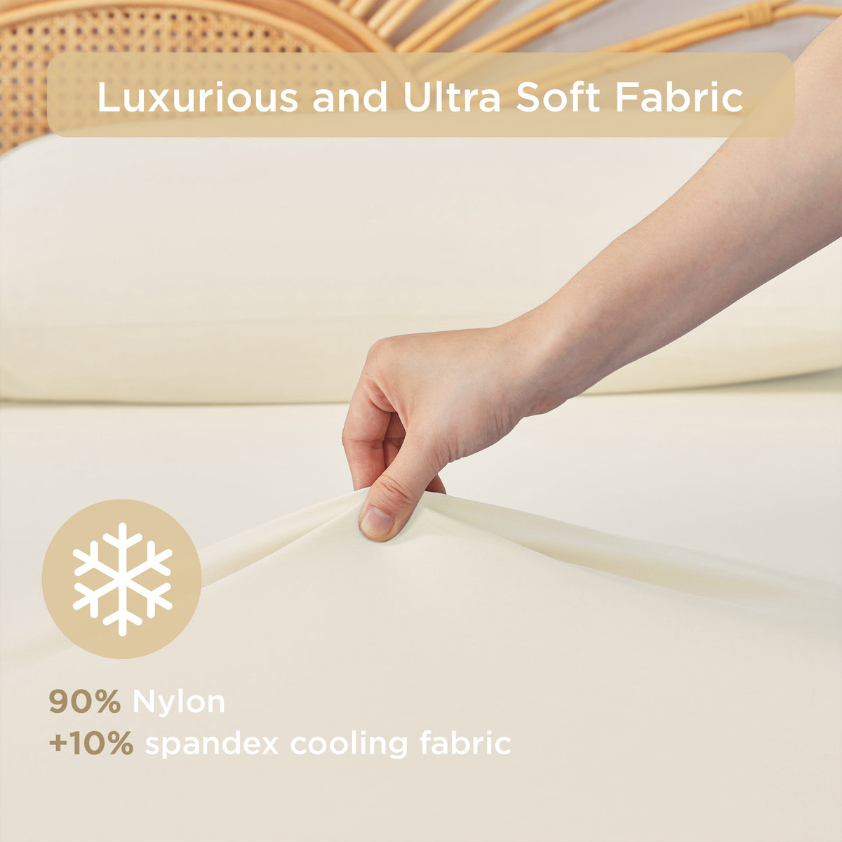 Queen Cooling Sheet Set with Breathable Nylon/Spandex - Ivory or Gray