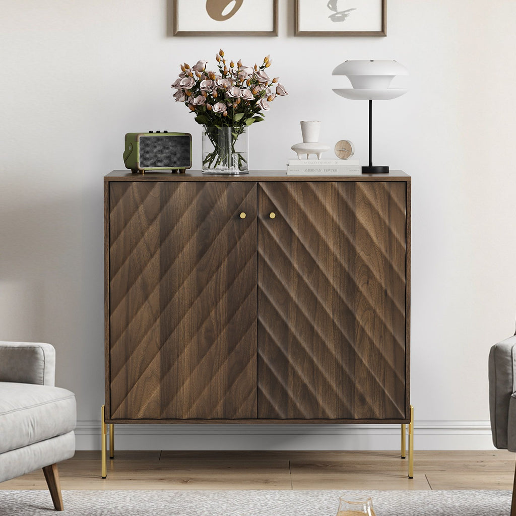 Walnut Sideboard Buffet with Storage for Living Room - Mid-Century Modern Design