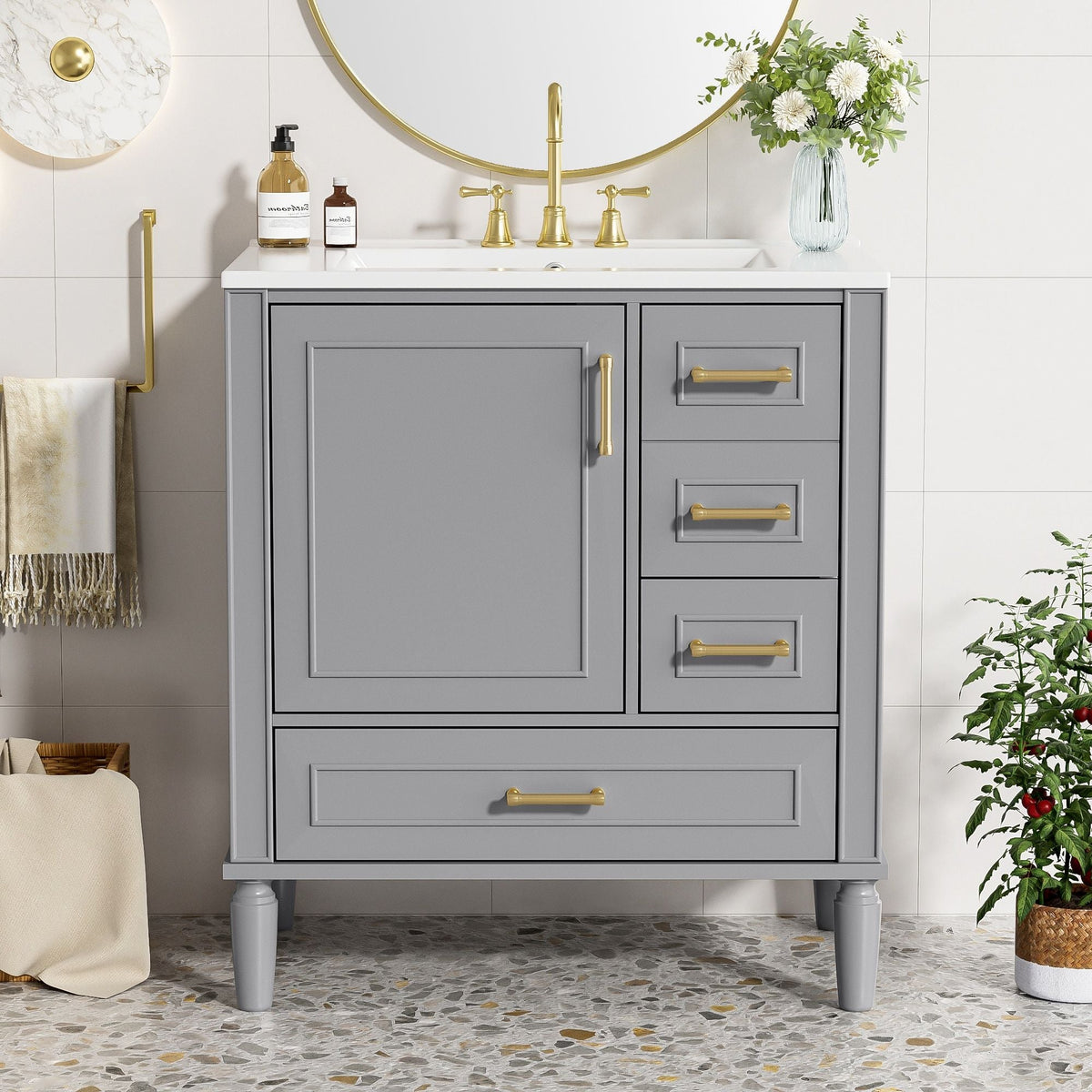 Traditional Bathroom Vanity Set with Soft Close Doors - Multiple Colors