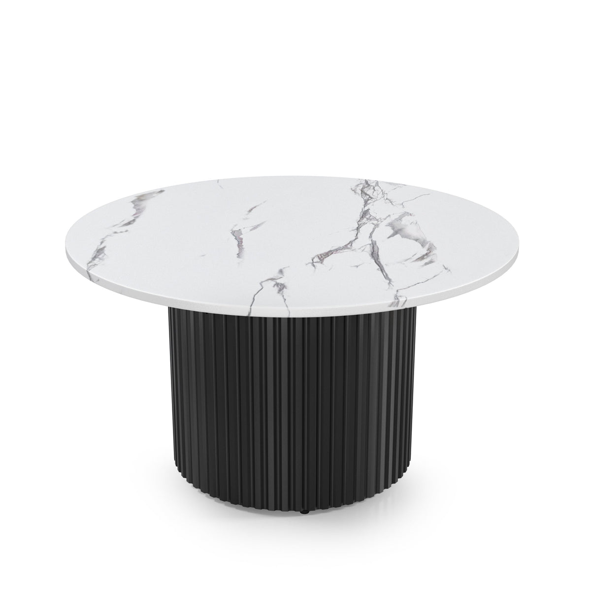 Modern Nesting Coffee Table Set of 3 with Faux Marble Tops - White Faux Marble