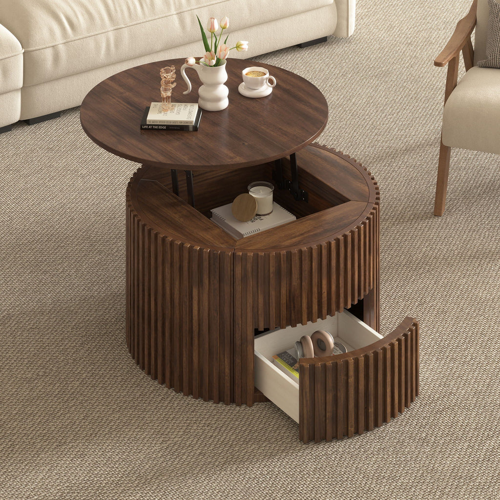 Round Lift Top Coffee Table with Hidden Storage - Multiple Colors