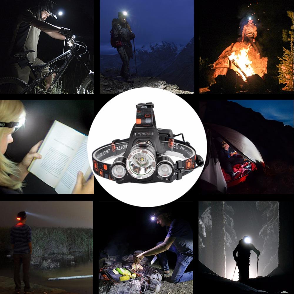 12000Lm XML T6 3 LED Headlight  4 modes torch 2x18650 battery/USB charger