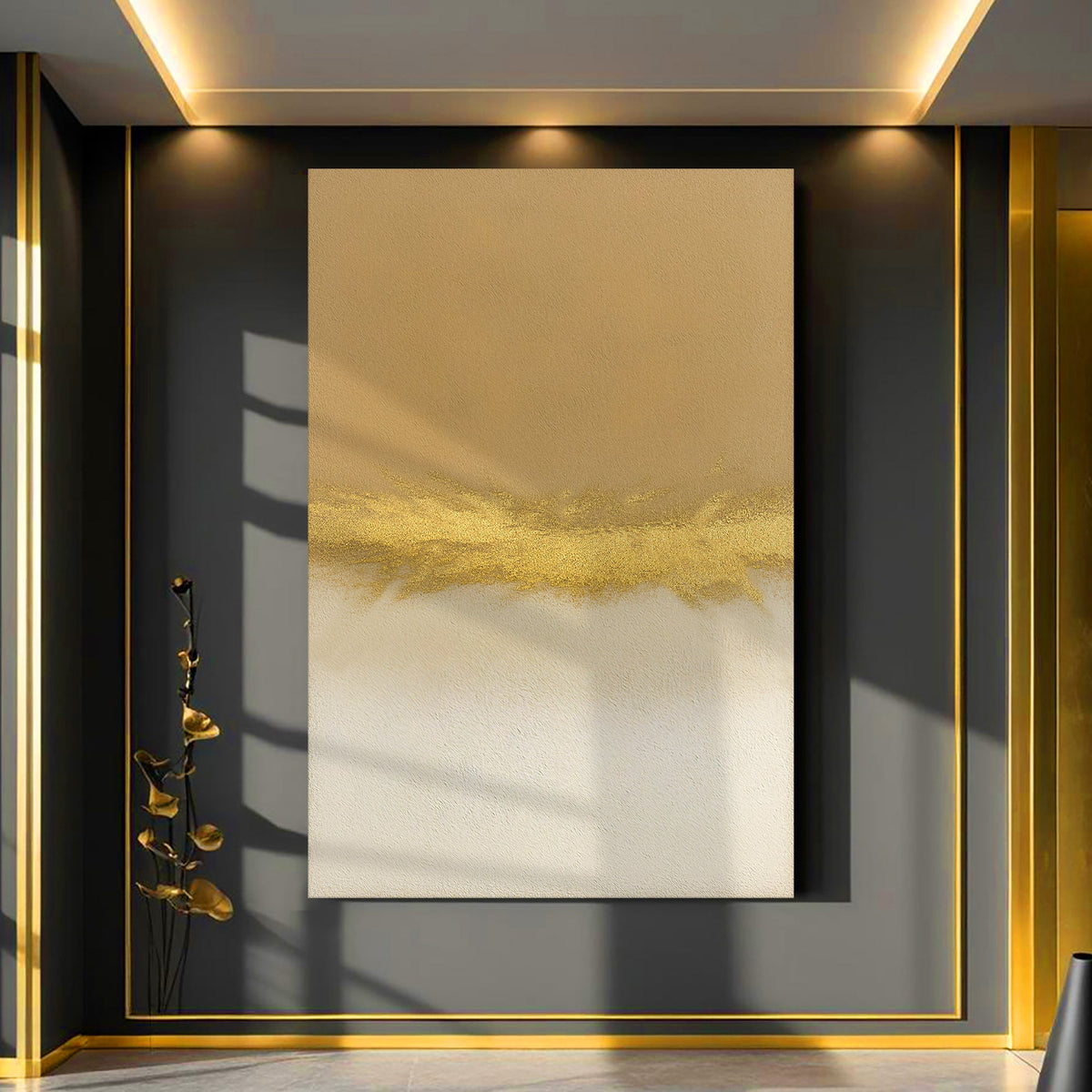 Minimalist White And Gold Wall Art