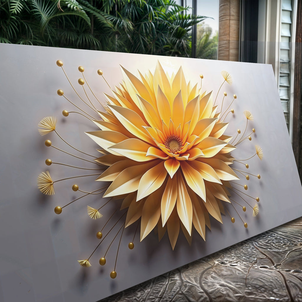 Golden Dandelion Minimalist Abstract Wall Art