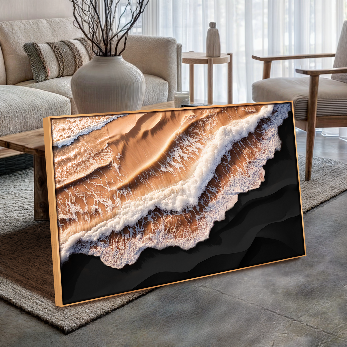 Amber Ocean Waves Wall Art