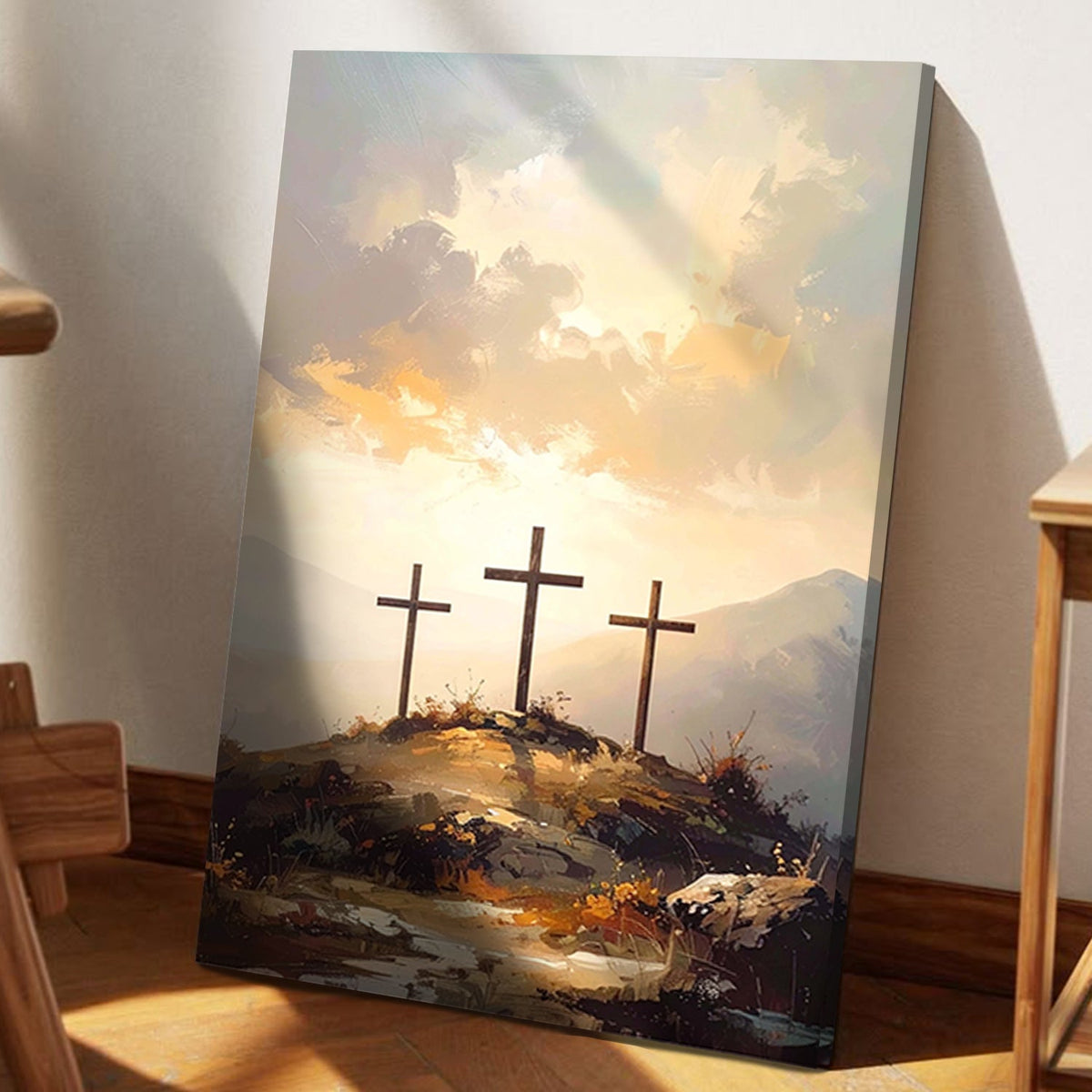 Three Crosses on Calvary Faith Wall Art