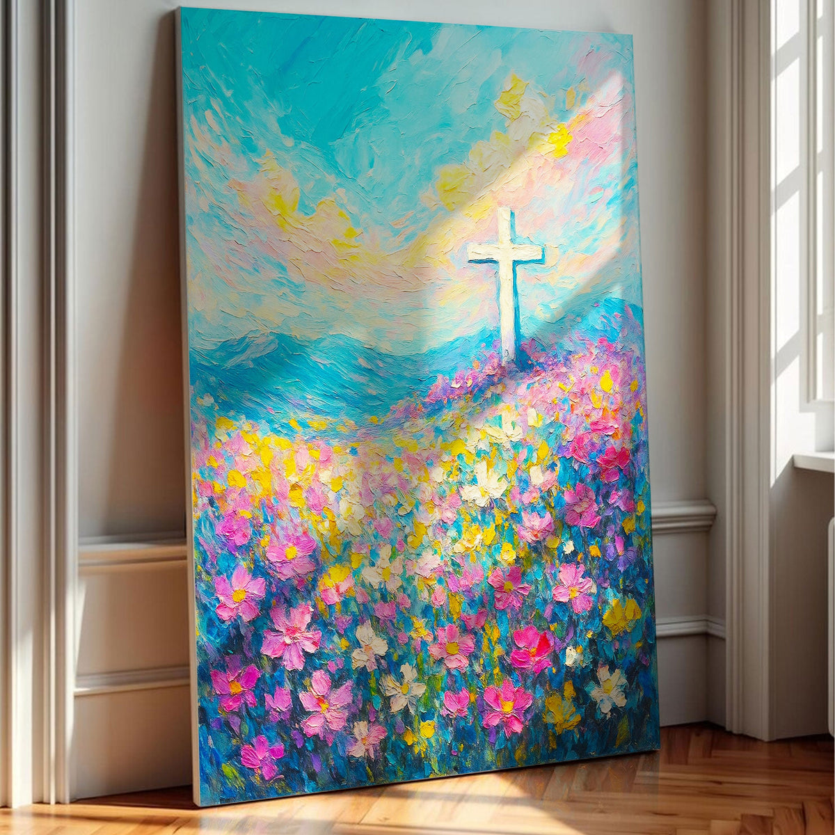 Cross Floral Field Faith Wall Art III