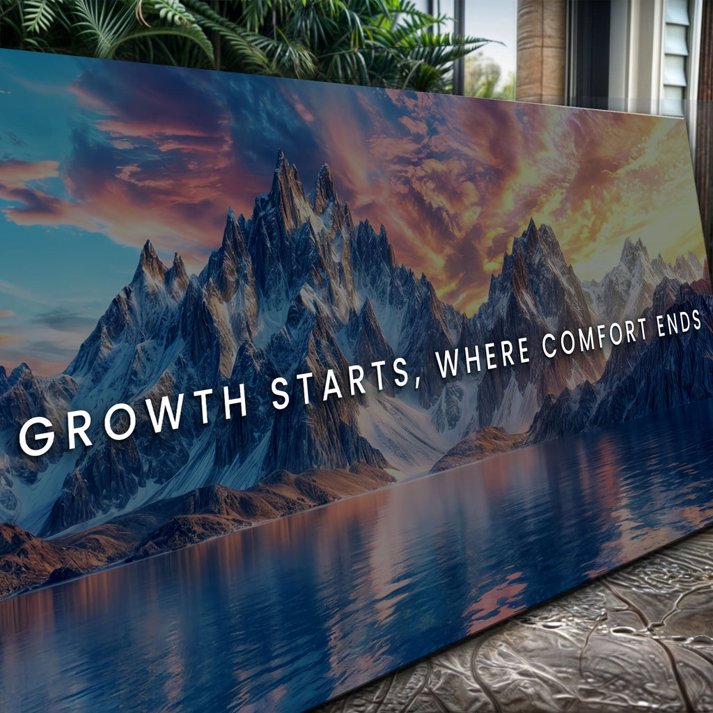 Growth Starts Where Comfort Ends Motivational Wall Sign