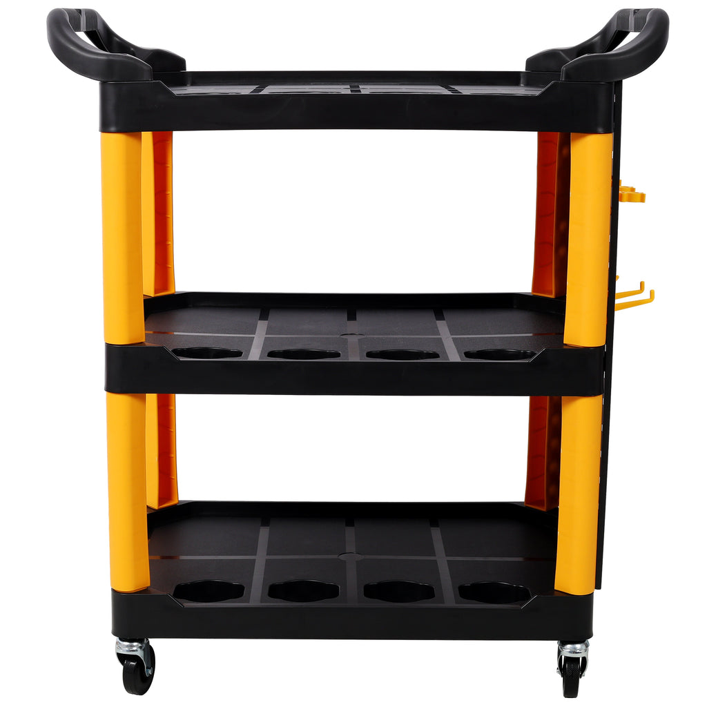 3 Tier Rolling Tool Cart with Wheels - Yellow & Black