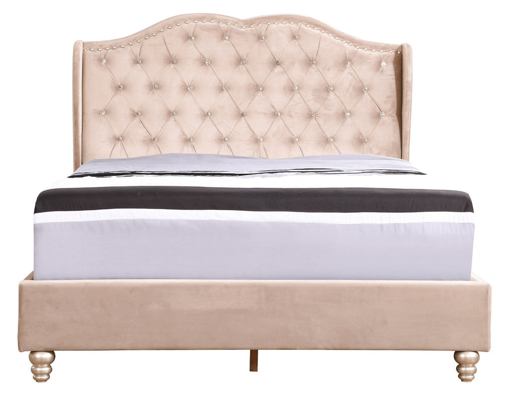 Transitional Upholstered Bed with Jewel Tufting – Multiple Colors