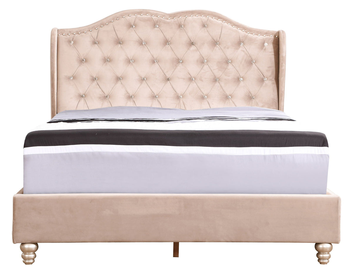 Transitional Upholstered Bed with Jewel Tufting – Multiple Colors
