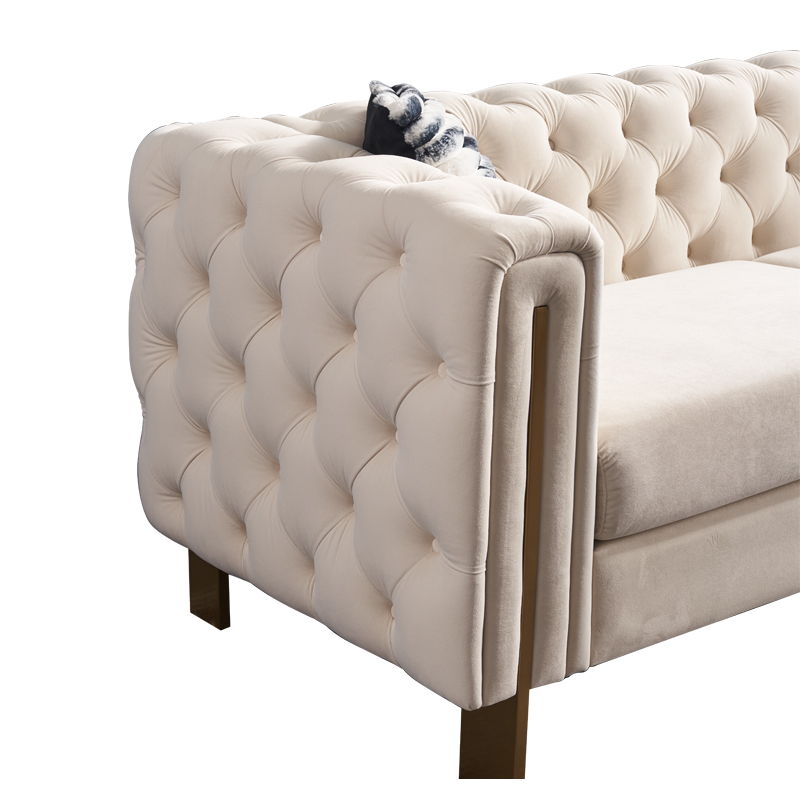 Modern Tufted Living Room Sofa with Button Detail - 84.25" Wide, Multiple Colors