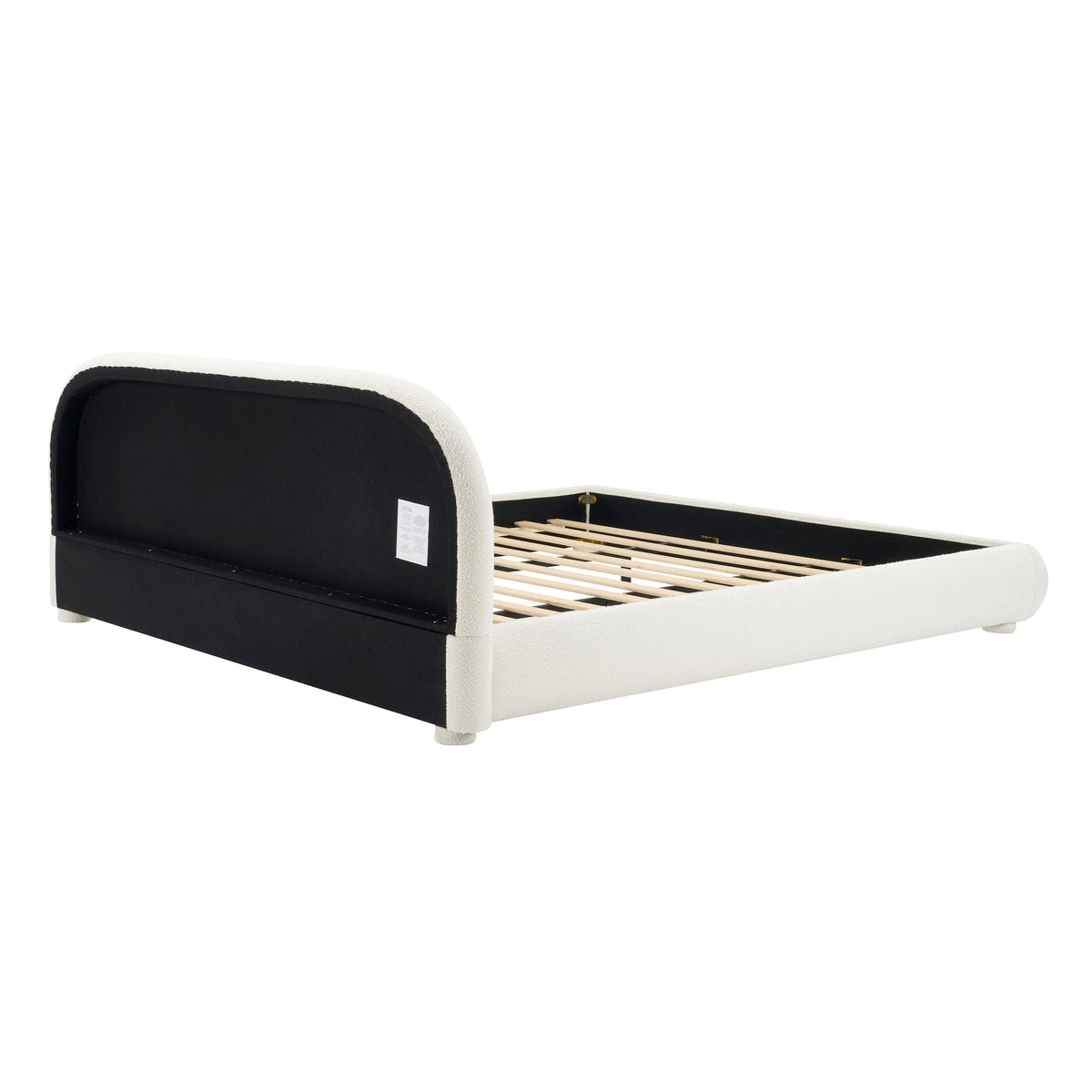 Cream Style Fabric Upholstered King Bed with Curved Headboard - Cream