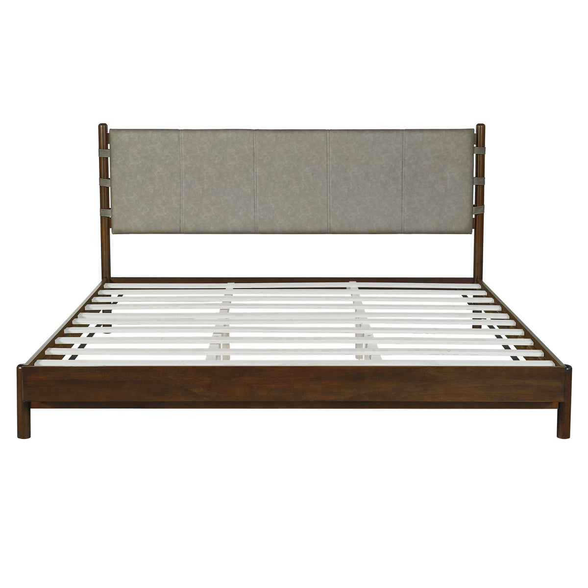 Modern King Bed Frame Set with 2 Nightstands - Wood Bedroom Set