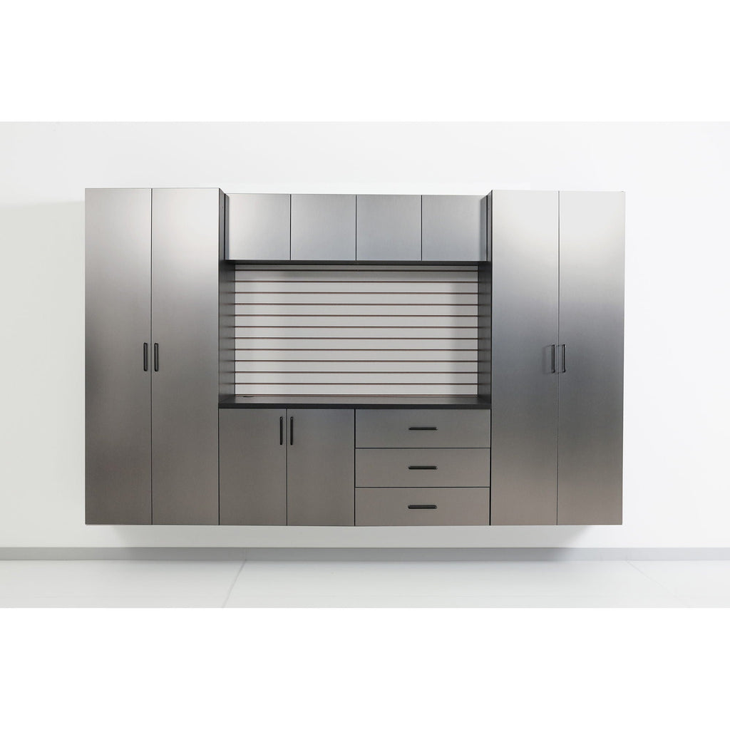 Astro Series Wall Mounted Storage Cabinet with Soft Closing Drawers - Metallic Gray
