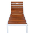 Outdoor Chaise Lounge Chair with Adjustable Backrest - Brown / White