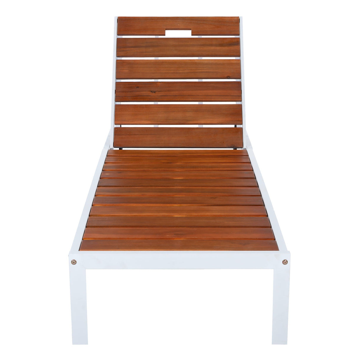 Outdoor Chaise Lounge Chair with Adjustable Backrest - Brown / White