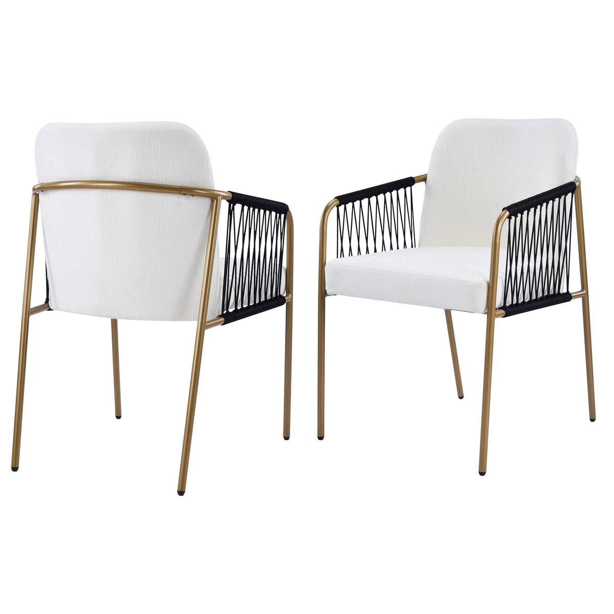 Modern Glam Upholstered Dining Chairs with Gold Frame - Beige