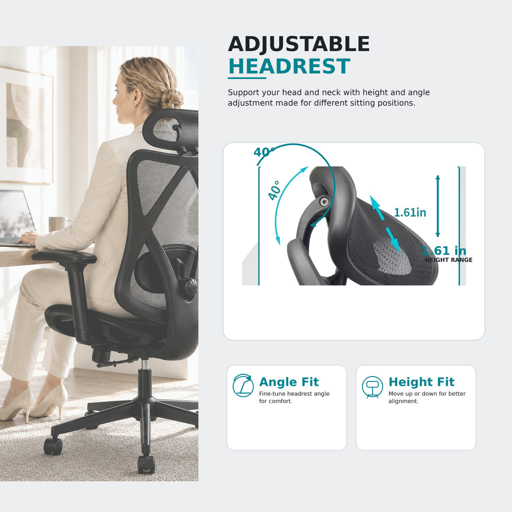 Ergonomic Office Chair with Adjustable Lumbar Support - Mesh High Back