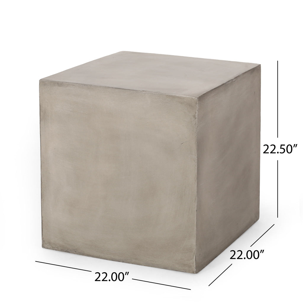 Square Lightweight Side Table with Travertine Finish - Gray or Beige