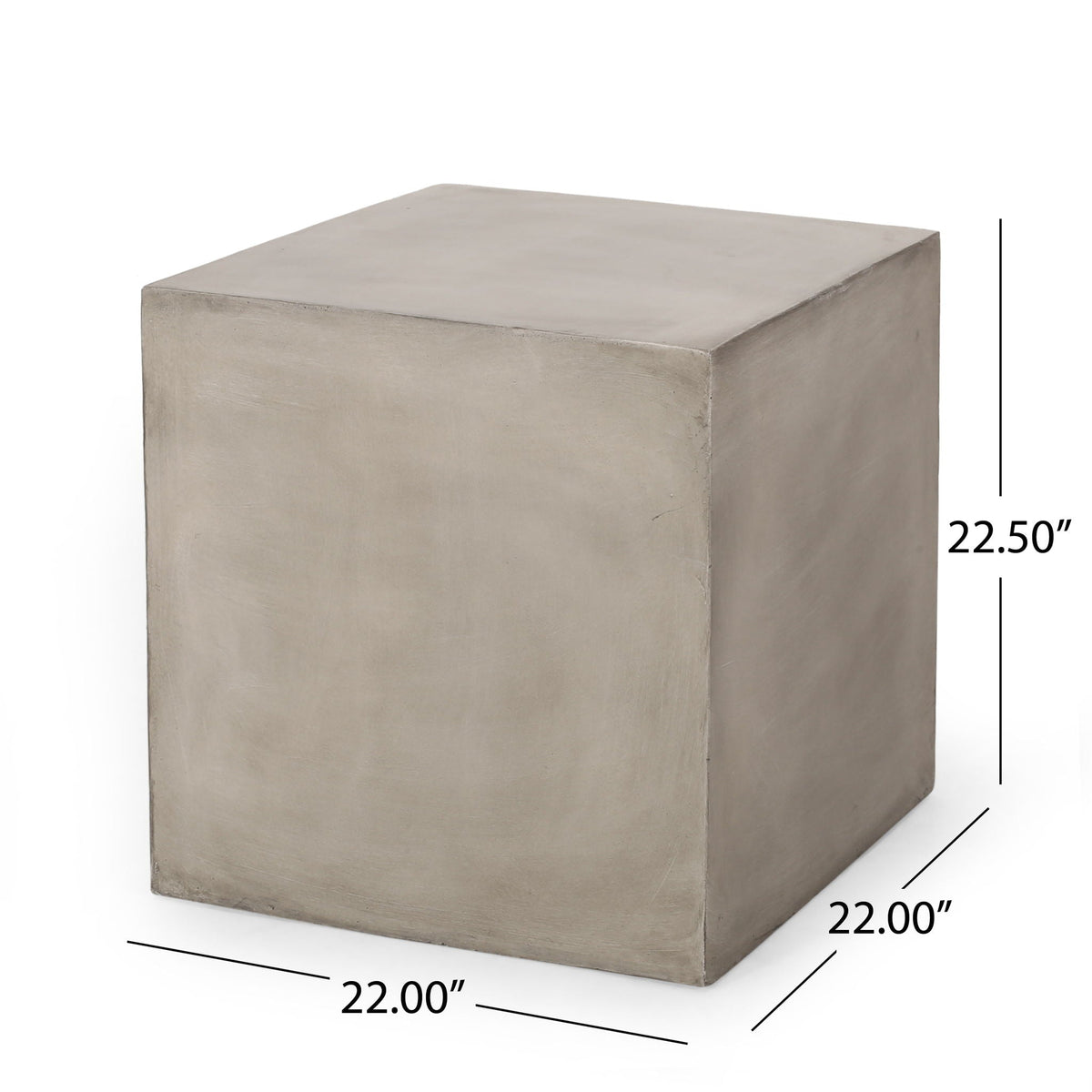 Square Lightweight Side Table with Travertine Finish - Gray or Beige