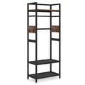 Heavy Duty Freestanding Closet Organizer with Hanging Rod - Brown & Black