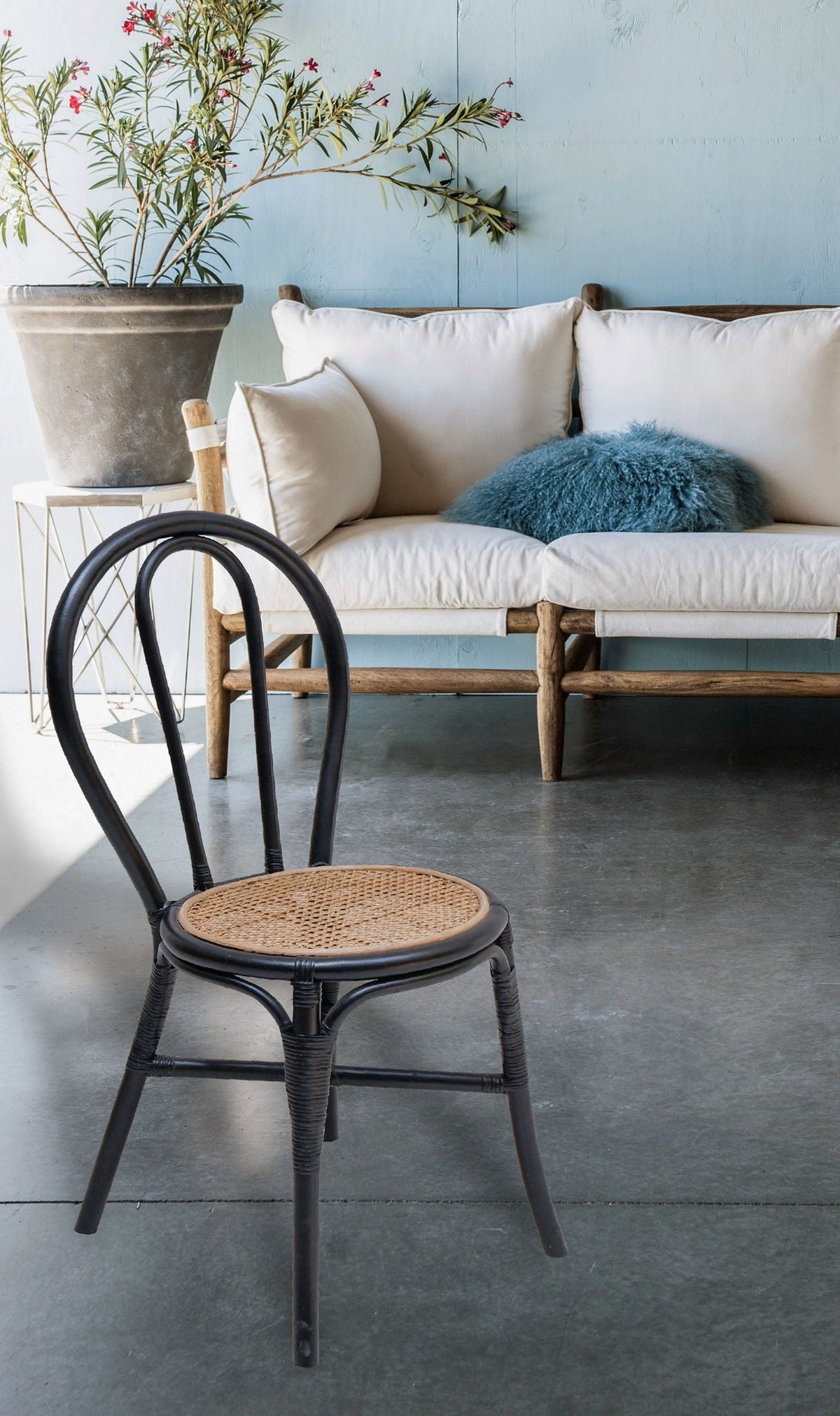 Rattan Dining Chair (Set of 2) - Black Multi