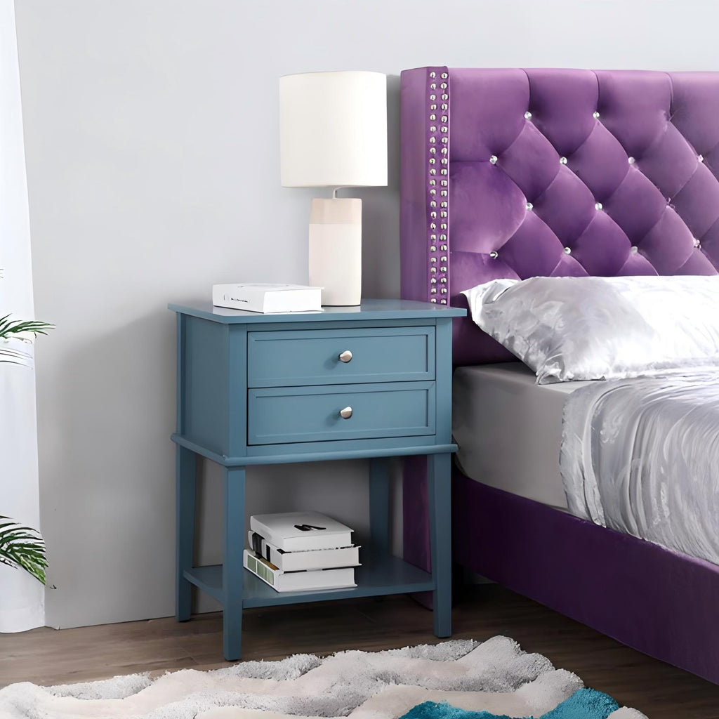 Vibrant Contemporary Nightstand with Smooth Drawer Glides - Multiple Colors