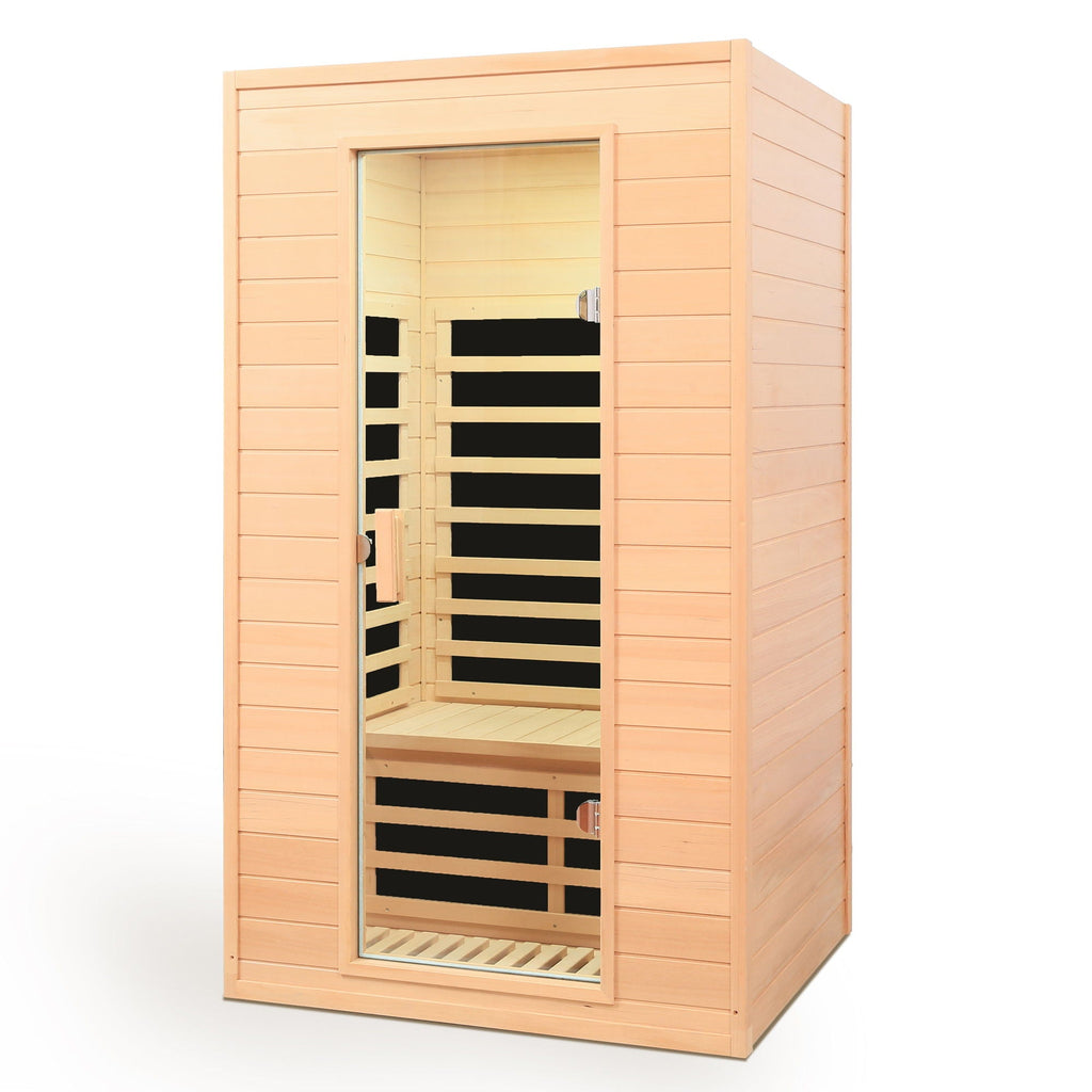 Hemlock Far Infrared Roof Embedded Indoor Sauna Room with LCD Controls - Light Brown