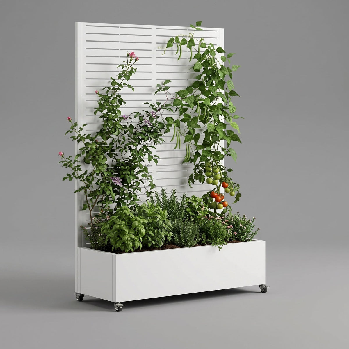 Metal Planter Box with Trellis - Galvanized Metal Garden Planter, White or Black