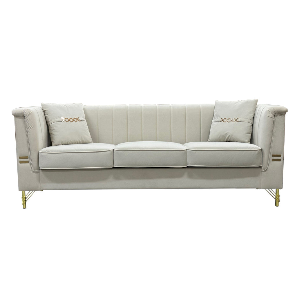 FX-P82B-BE Velvet 3-Seater Sofa