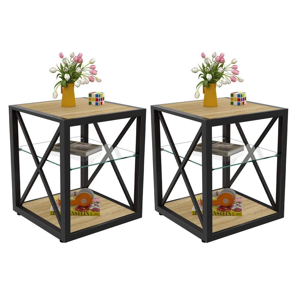 Set of 2 Modern End Table Nightstands