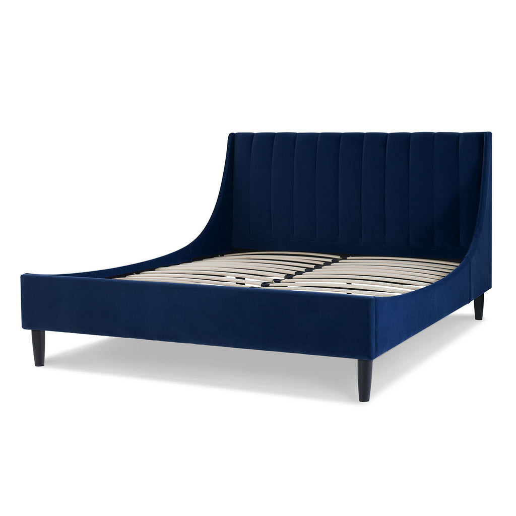 Vertical Tufted Modern Headboard Platform Bed Set with Upholstered Finish - Multiple Colors