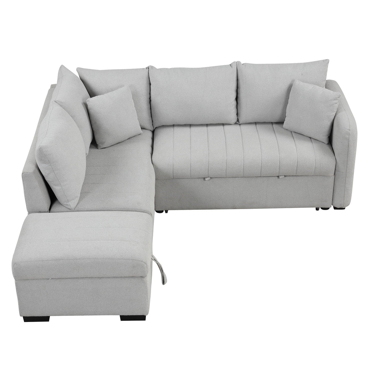L-Shaped Sleeper Sectional with Pull-Out Bed and Storage Ottoman - Gray or Beige