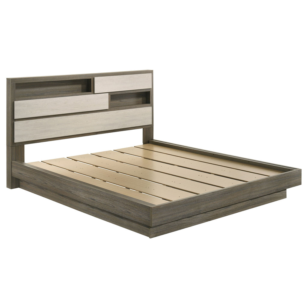 Fenwick California King Bed Bookcase Headboard Grey Oak