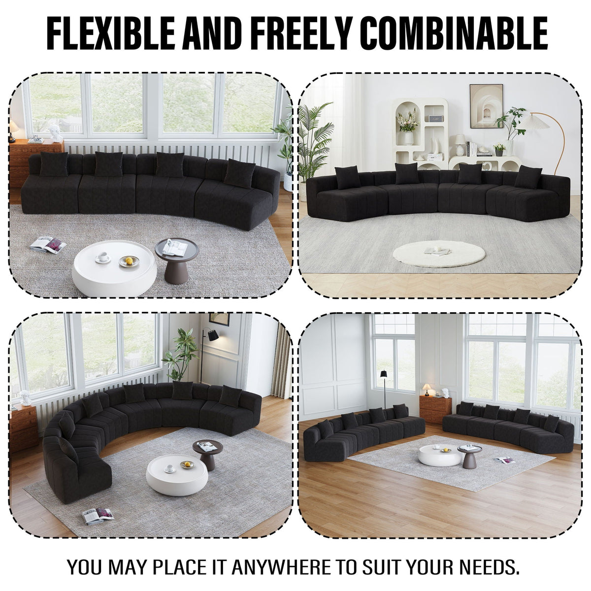Modular Sectional Sofa with 2 Pillows – Symmetrical Design