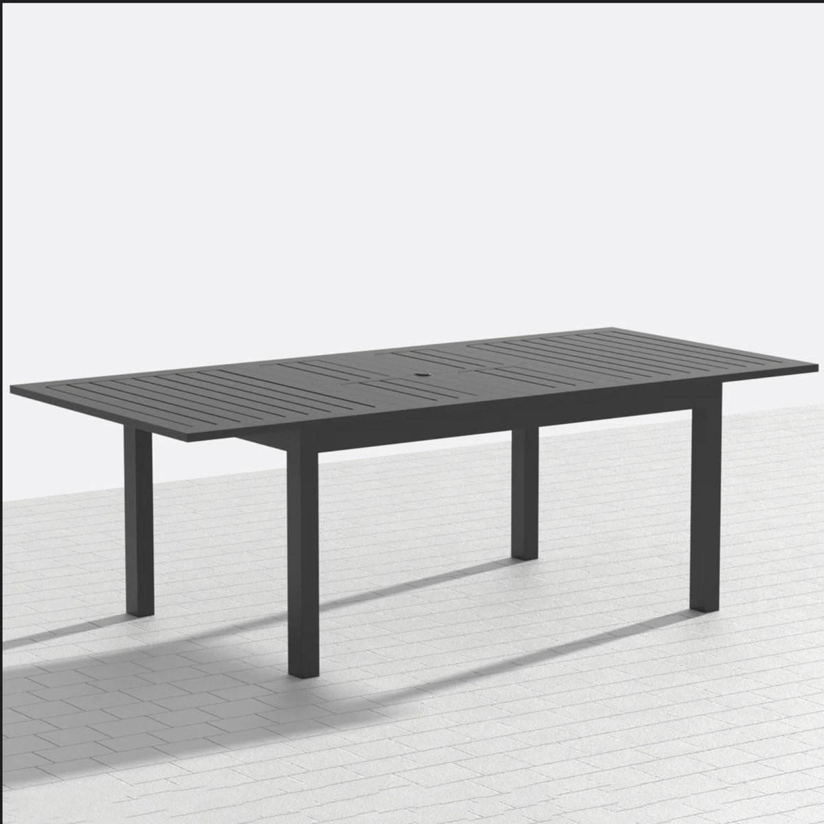 Extendable Outdoor Dining Table with Slatted Top - Gray